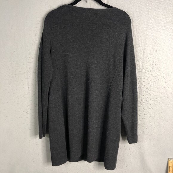 Eileen Fisher Sweater Womens Medium Charcoal Merino Wool Tunic Academia Luxury - Picture 3 of 16